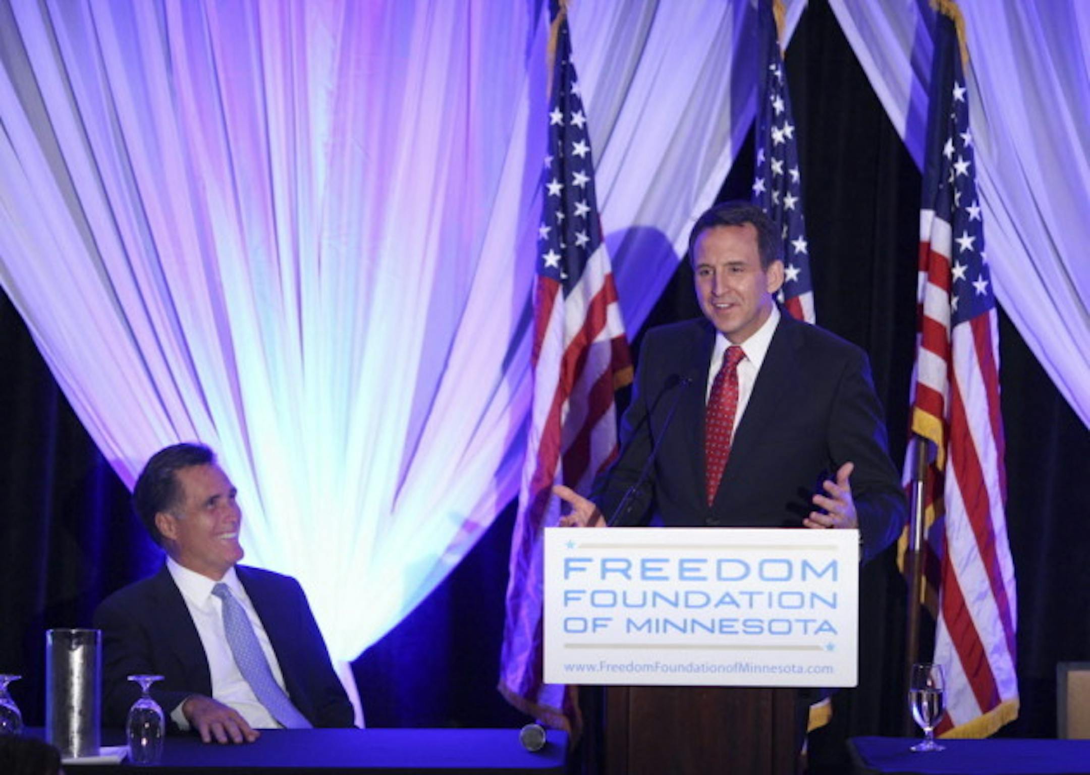 Mitt Romney and Tim Pawlenty together in Minnesota in 2010