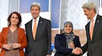 State Department photos U.S. Secretary of State John Kerry presents the 2016 International Women of Courage Award to Nagham Nawzat of Iraq, a Yezidi A