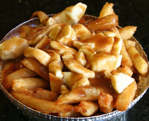 Poutine is made with a heavy mix of French fries, cheese curds and gravy.