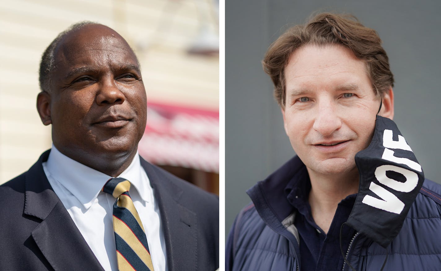 Republican Kendall Qualls, left, is challenging Democratic Congressman Dean Phillips in the Minnesota Third Distrct race.