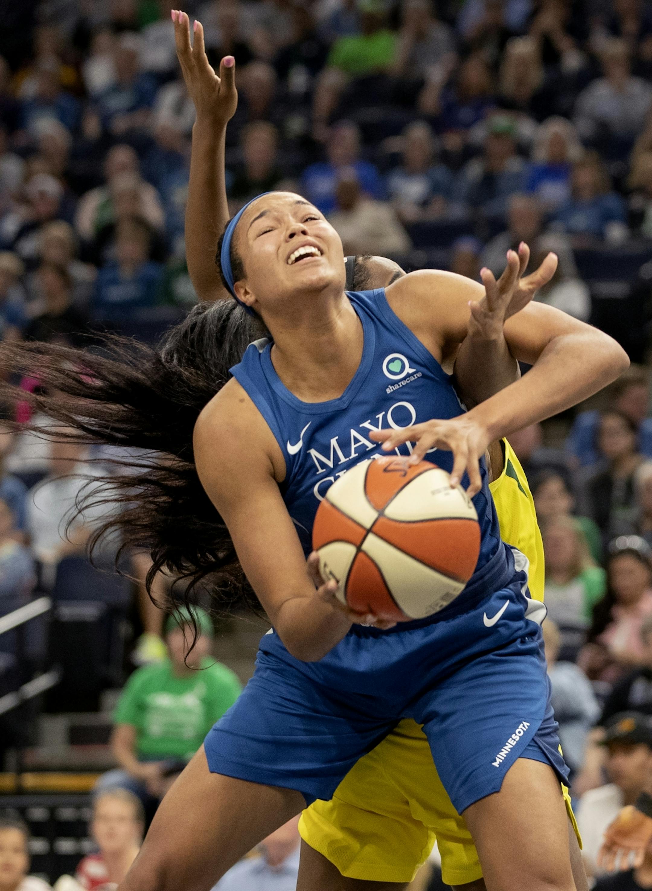 Minnesota Lynx Napheesa Collier was fouled in the first half.