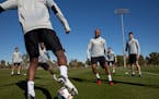 Minnesota United FC practices during the first day of preseason training camp at Grande Sports World in Phoenix, Ariz. on Jan. 24, 2017.
