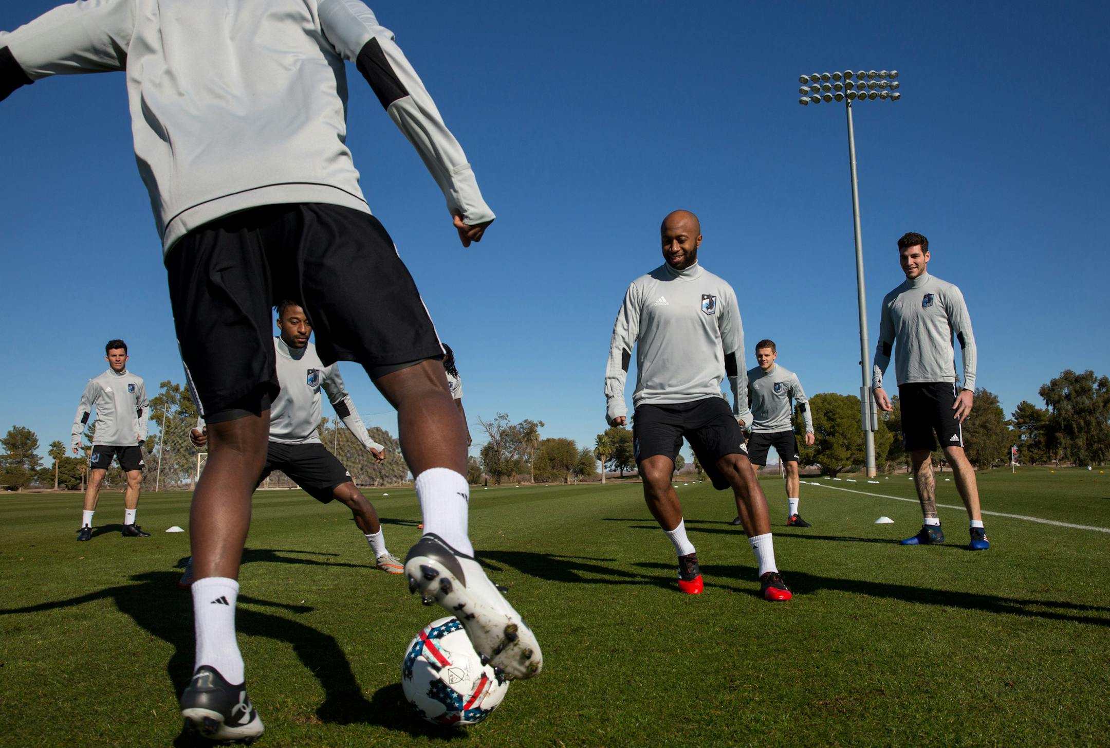 Minnesota United FC practices during the first day of preseason training camp at Grande Sports World in Phoenix, Ariz. on Jan. 24, 2017.