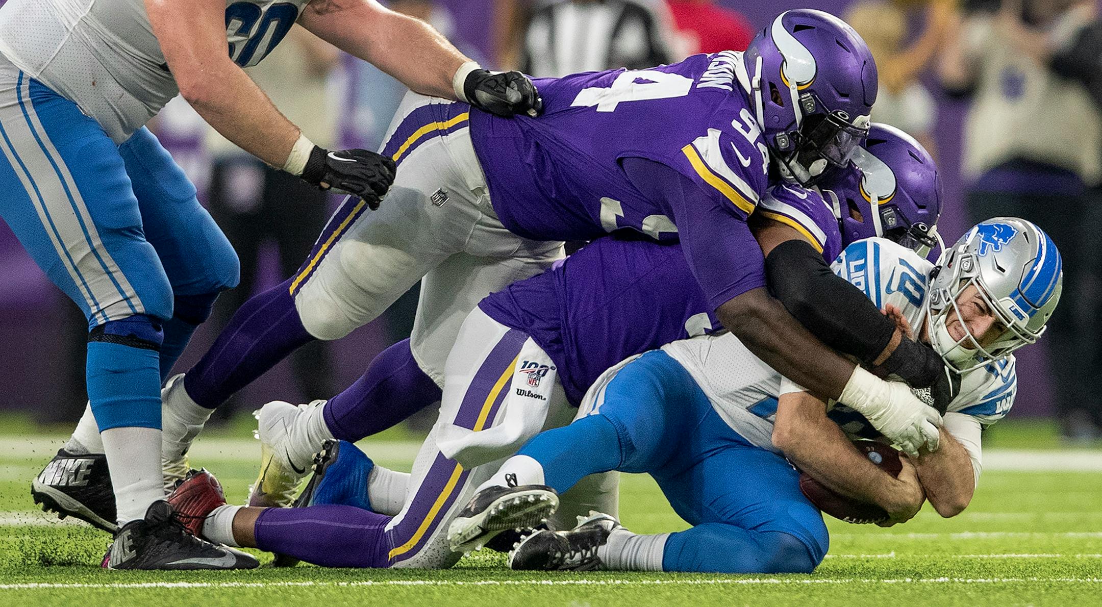 Vikings' Everson Griffen sacked Lions quarterback David Blough in the fourth quarter