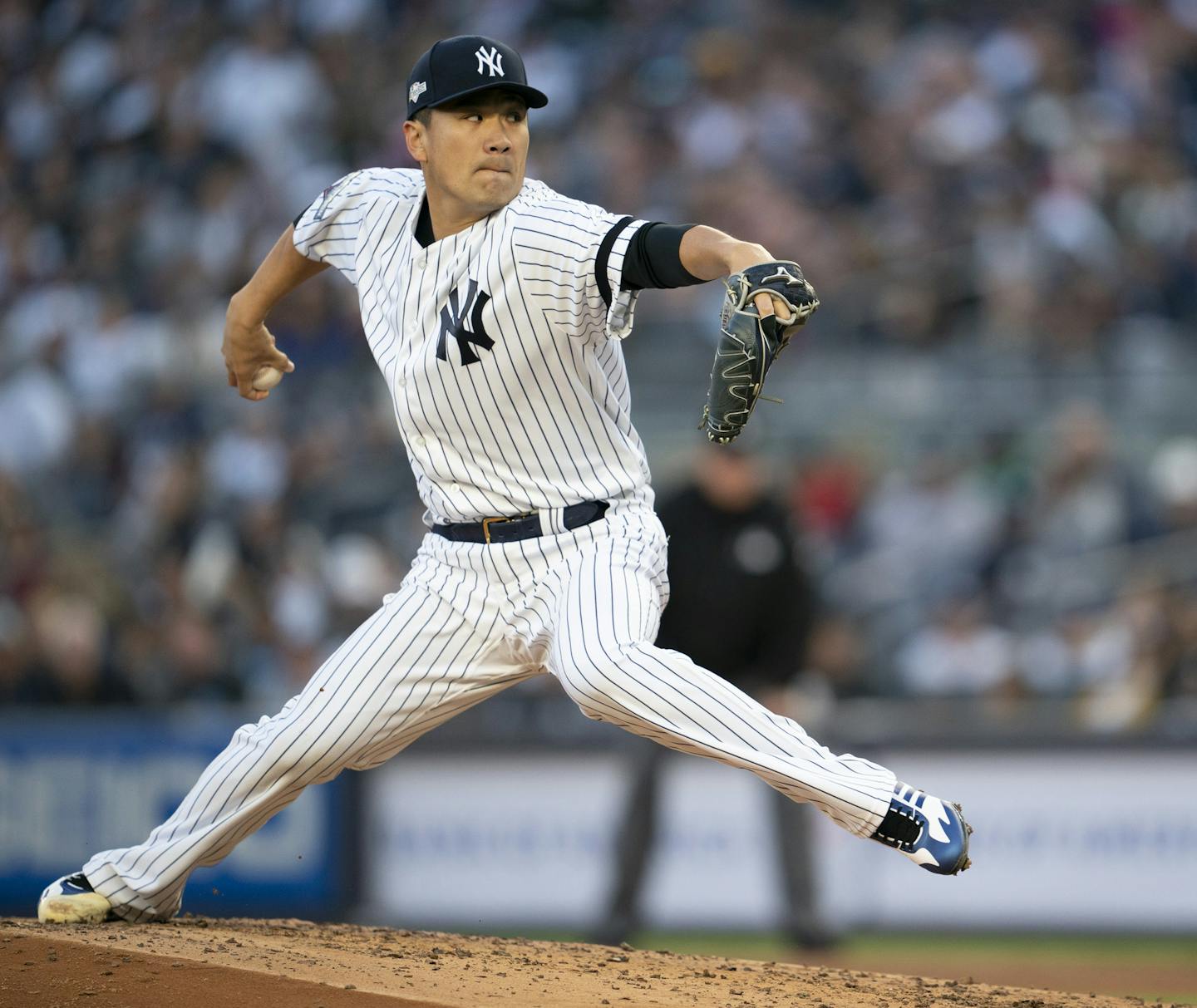 New York Yankees starting pitcher Masahiro Tanaka (19) throwing to the Twins in the first inning. ] JEFF WHEELER &#x2022; jeff.wheeler@startribune.com The Minnesota Twins met the New York Yankees met in Game 2 of their American League Division Series Saturday night, October 5, 2019 at Yankee Stadium in New York.