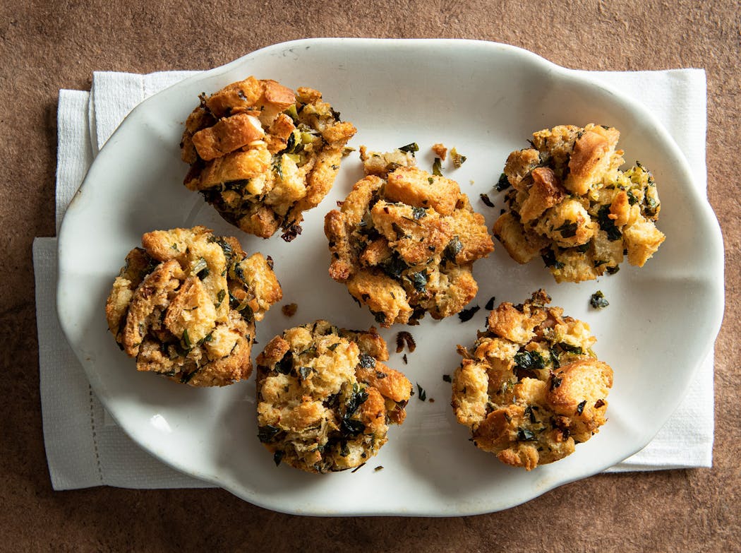 Individual stuffing muffin cups have the best of both stuffing worlds — fluffy and crispy.
