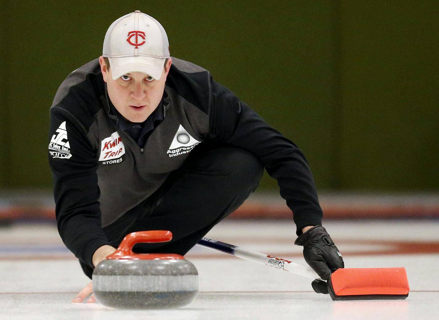 Olympic Curler John Shuster during a practice session at the Duluth Curling Club. ] CARLOS GONZALEZ cgonzalez@startribune.com - January 9, 2013, Duluth, Minn., Duluth Curling Club, Olympic curler, John Shuster