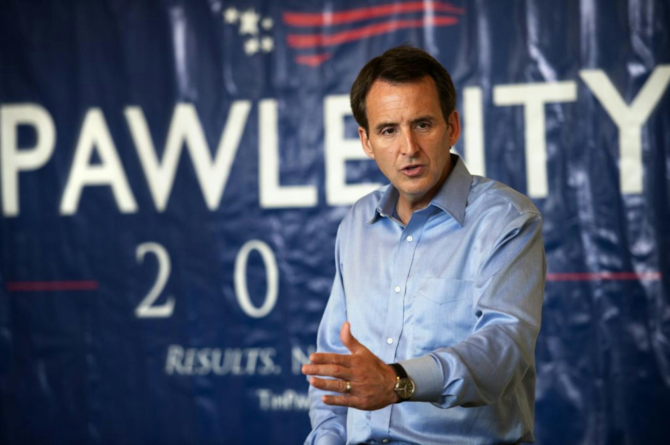 Governor Tim Pawlenty spoke at a town hall style meeting Thursday evening July 21, 2011 at the Perry, Iowa Town Craft Building to a crowd of around 20 people.
