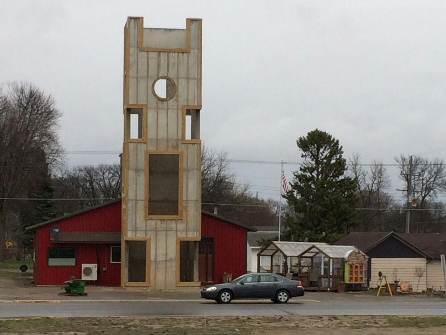 This funky, 54-foot tower in Kerkhoven, Minn., has been the subject of a bitter battle between City Council members and its builder, local businessman Jim Rothers. Rothers resigned as mayor last week after council members ripped him for his handling of the tower.