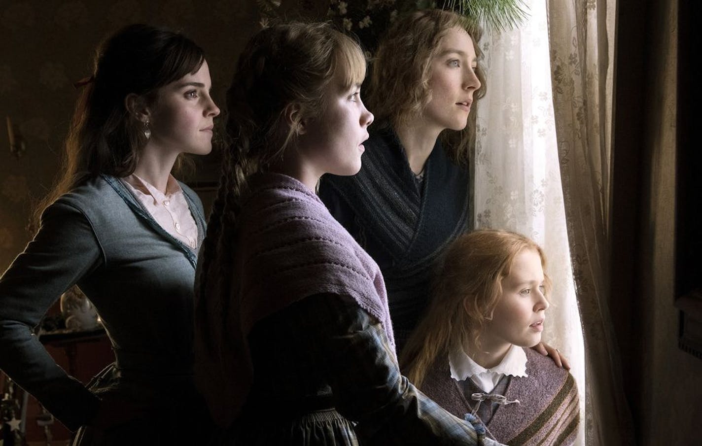 This image released by Sony Pictures shows, Emma Watson, from left, Florence Pugh, Saoirse Ronan and Eliza Scanlen in a scene from "Little Women."