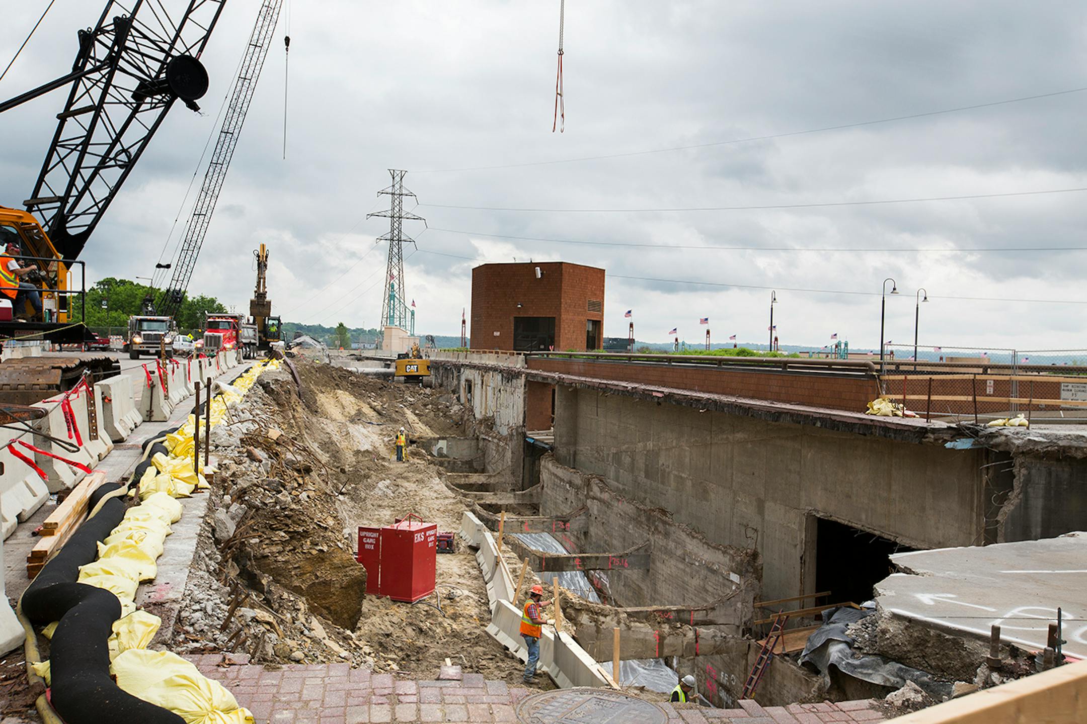 Construction on West Kellogg Boulevard is seen next to the former Ramsey County jail building in downtown St. Paul on Friday, May 29, 2015.