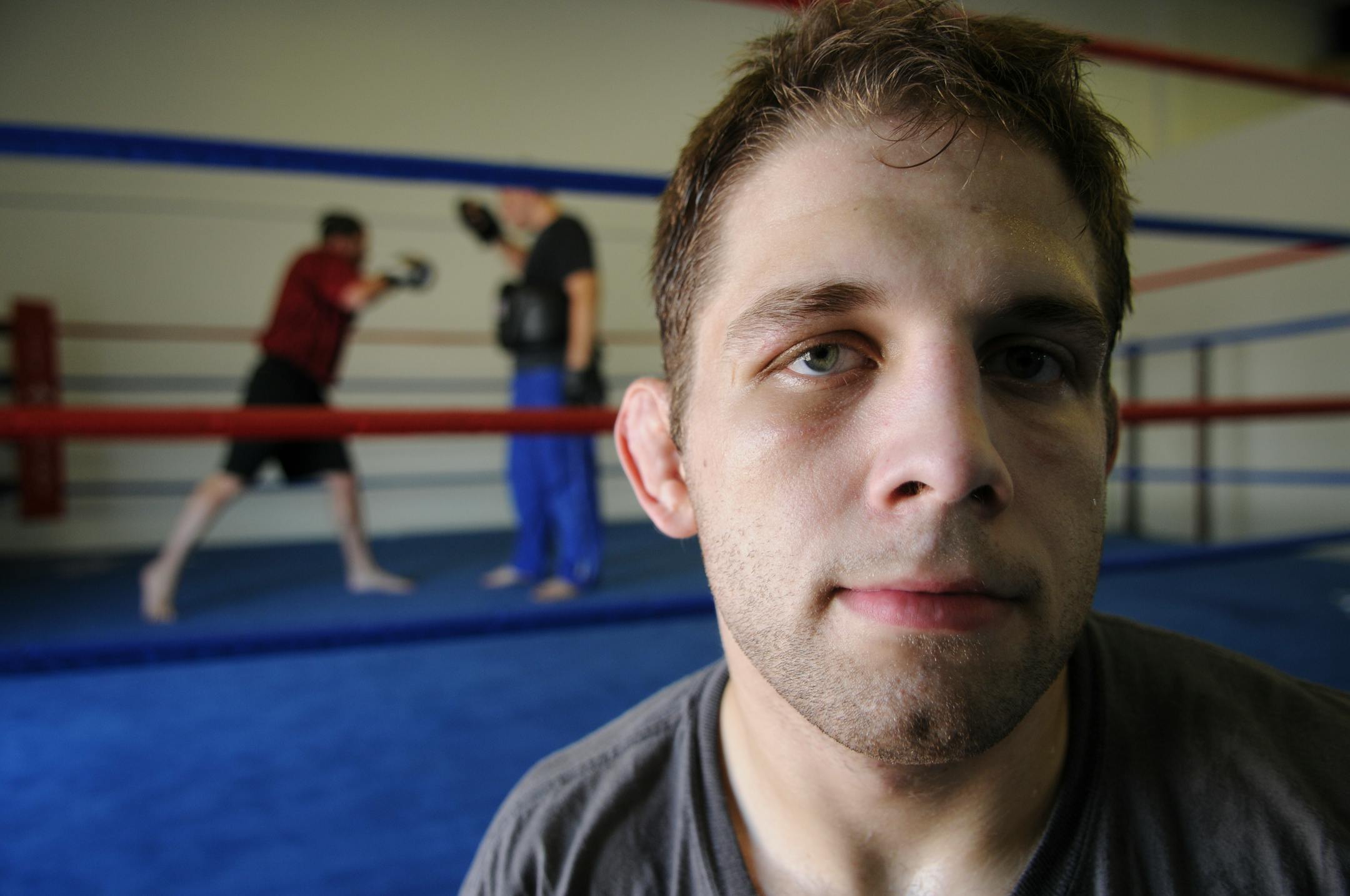 UFC fighter Nik "The Carny" Lentz had a light workout at the Academy in Brooklyn Center on Monday July 11,2011.
