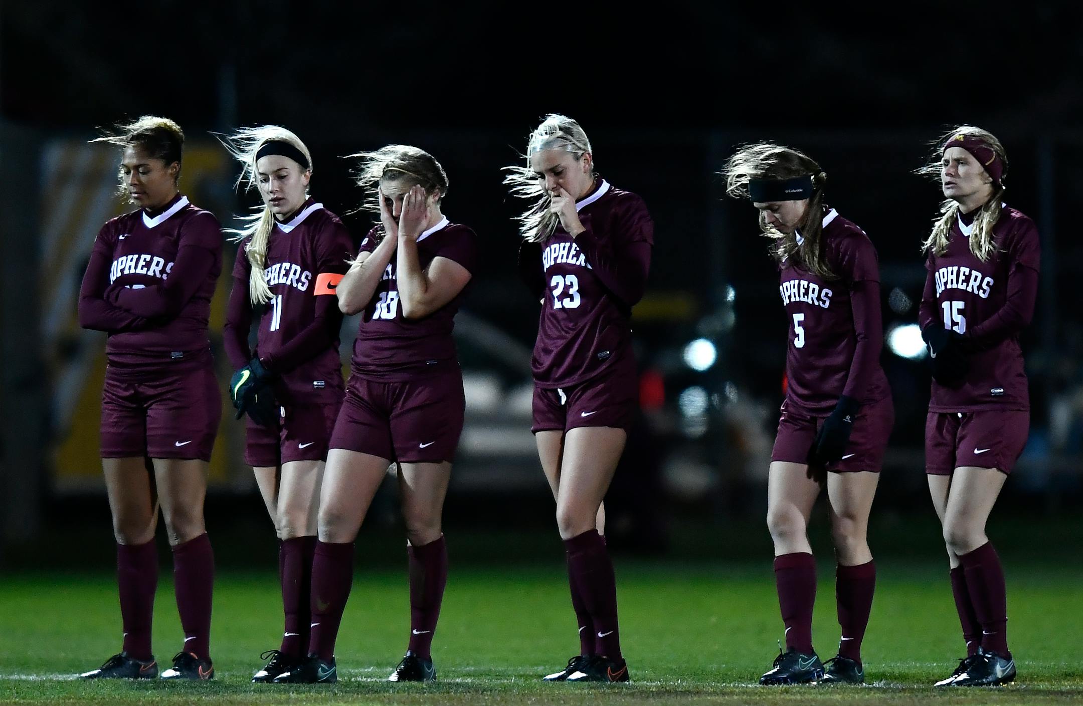Minnesota players were dejected after losing in the NCAA tournament last fall.