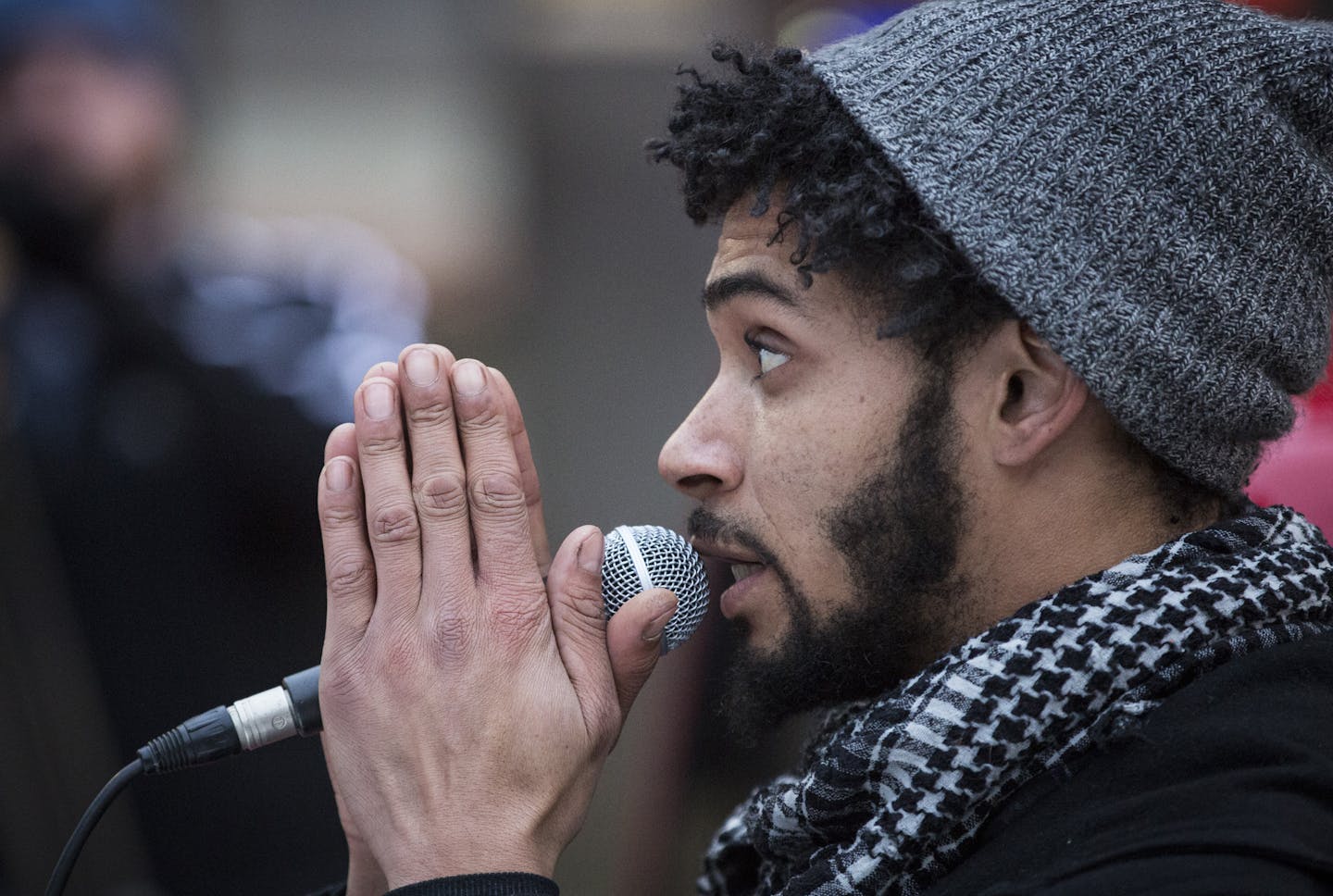 Jacob Ladda spoke to the crowd during a rally outside City Hall on Tuesday, December 1, 2015, in downtown Minneapolis, Minn. ] RENEE JONES SCHNEIDER &#x2022; reneejones@startribune.com