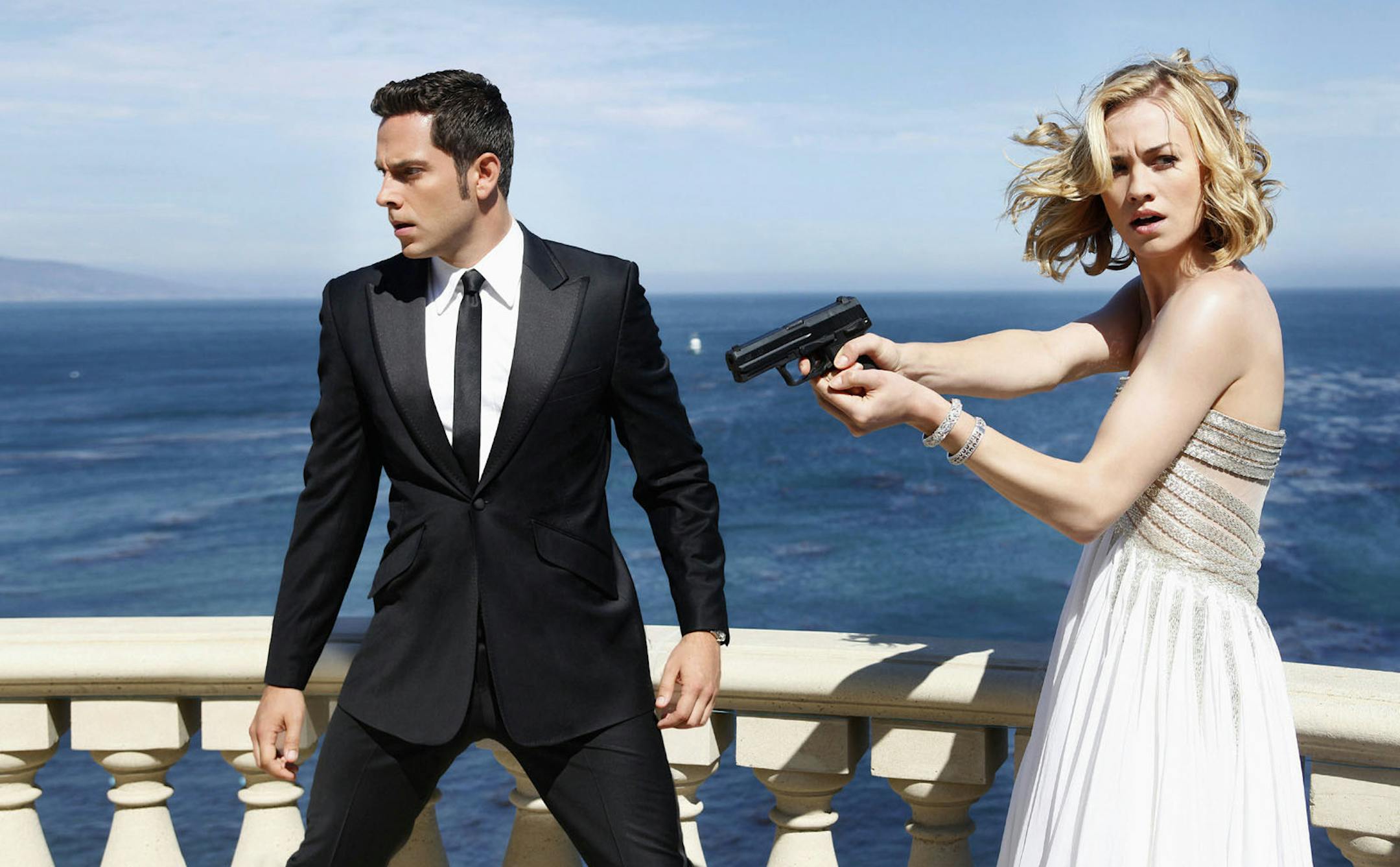 Zachary Levi and Yvonne Strahovski in "Chuck," which left their relationship hanging. NBC