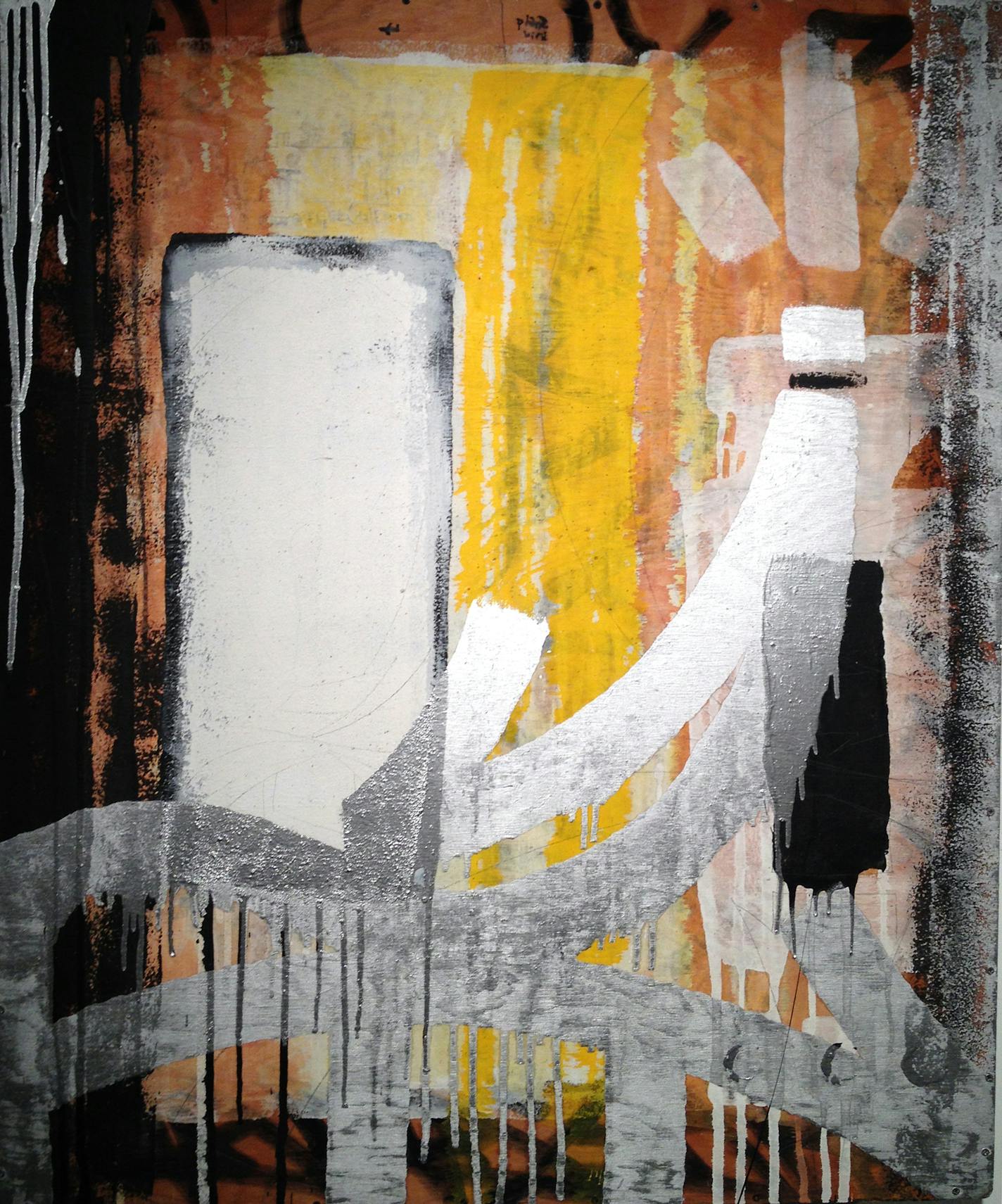 Silver B. mixed media on canvas, Mario Gonzalez at Gallery 13