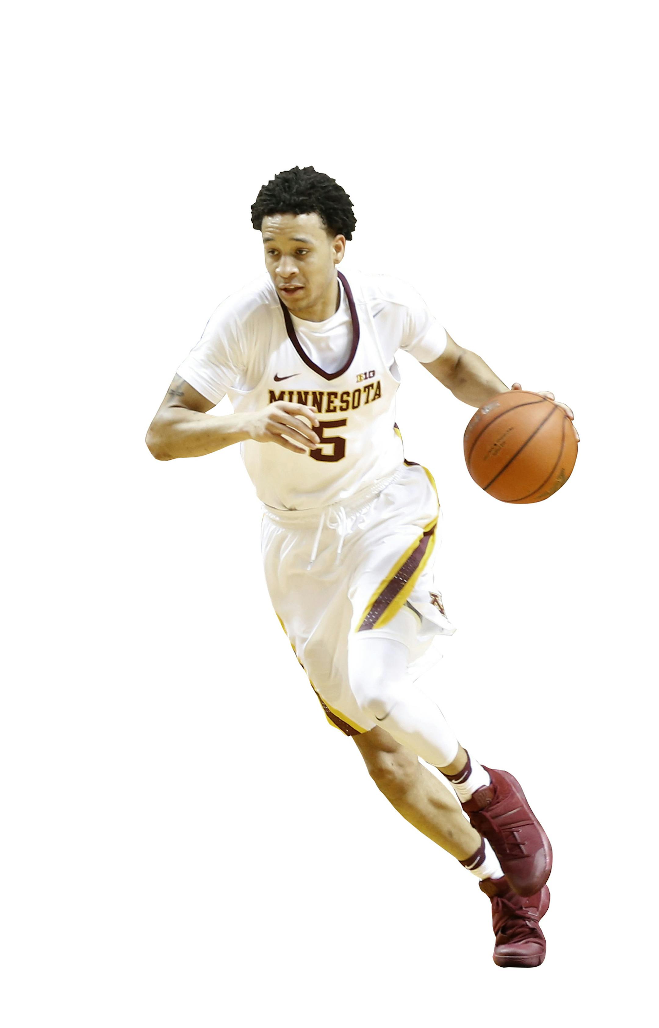 Minnesota's Amir Coffey (5) plays against Southern Illinois in the second half of an NCAA college basketball game Friday, Nov. 25, 2016, in Minneapolis. (AP Photo/Jim Mone) ORG XMIT: MNJM10