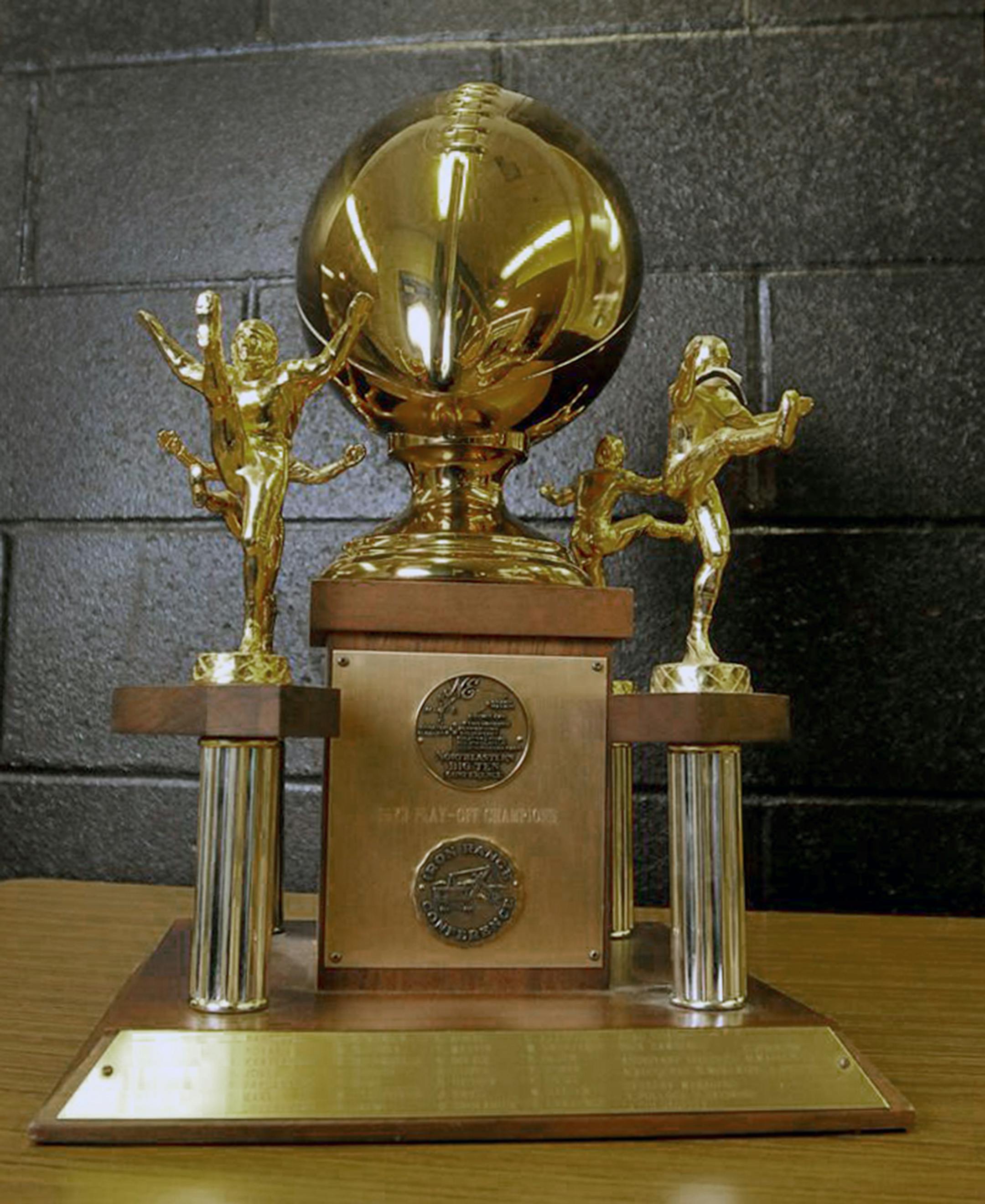 The 1973 Class A state championship trophy won by Eveleth.