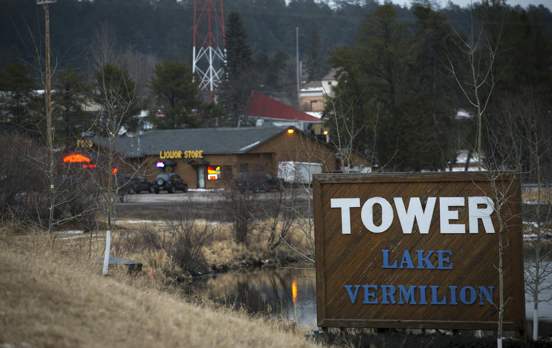 The city of Tower as seen from beyond the Highway 169 bridge on Tuesday, April 8, 2015. ] (Aaron Lavinsky | StarTribune) aaron.lavinsky@startribune.com The Iron Range town of Tower, Minn., has moved two highways, dredged out a harbor and invited investors to help them remake its downtown, all in the name of fishing and tourism. It's cost $7 million already -- a huge expense for the town of 500 people -- but the harbor project will eventually restore the town's connection to Lake Vermilion, which