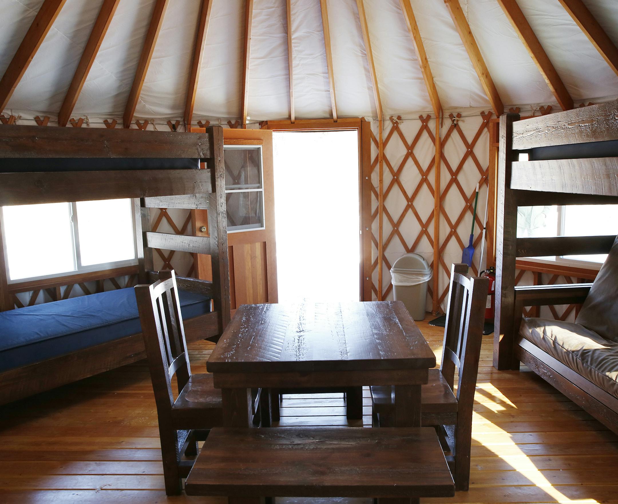 The interior of one of the two new yurts at Afton State Park in Hastings seen on Friday, November 14, 2014. The two yurts in the park will be available for rent in approximately January 2015. ] LEILA NAVIDI leila.navidi@startribune.com /