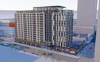 Kraus-Anderson has proposed to build a 16-story apartment tower with approximately 330 units and a new Wells Fargo bank on 8th Street between Portland