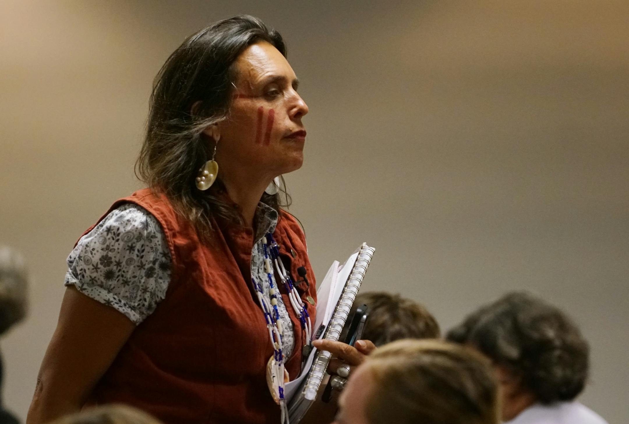 Winona LaDuke of Honor the Earth was in attendance at Thursday's meeting the proposed replacement for the Line 3 pipeline.
