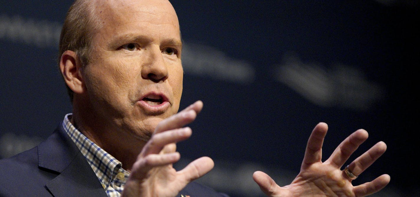 Democratic presidential candidate and former Rep. John Delaney, D-Md., speaks at the Heartland Forum held on the campus of Buena Vista University in Storm Lake, Iowa, Saturday, March 30, 2019. (AP Photo/Nati Harnik)