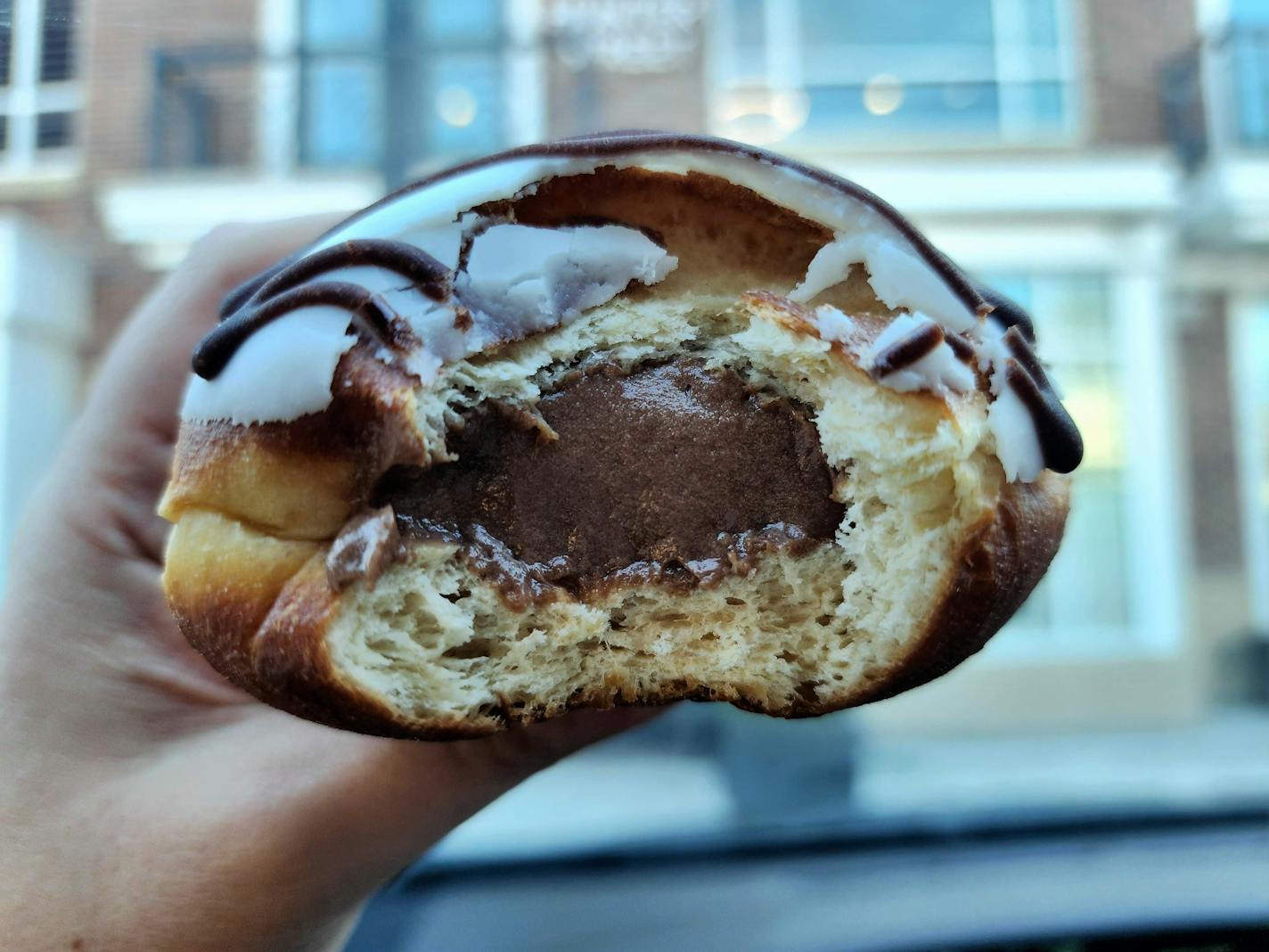 Chocolate cream pączki&nbsp;from Wuollet Bakery