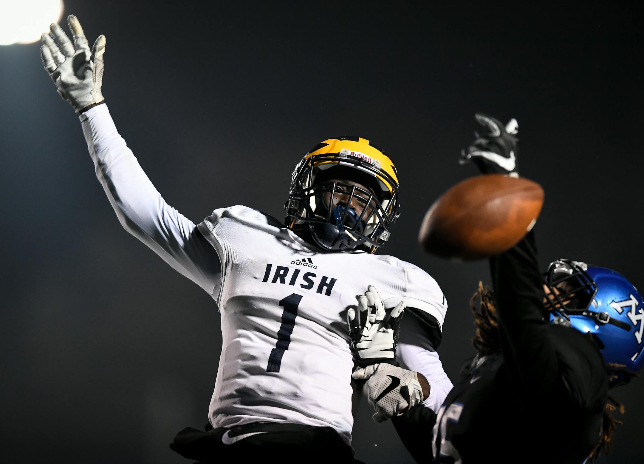 Minnetonka cornerback Raheem Brown broke up a pass intended for Rosemount wide receiver Jonathan Mann