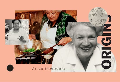 Collage of influential female chiefs. From left to right: Najmieh Batmanglij, Marcella Hazan, and Madeleine Kamman.