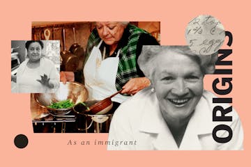 Collage of influential female chiefs. From left to right: Najmieh Batmanglij, Marcella Hazan, and Madeleine Kamman.