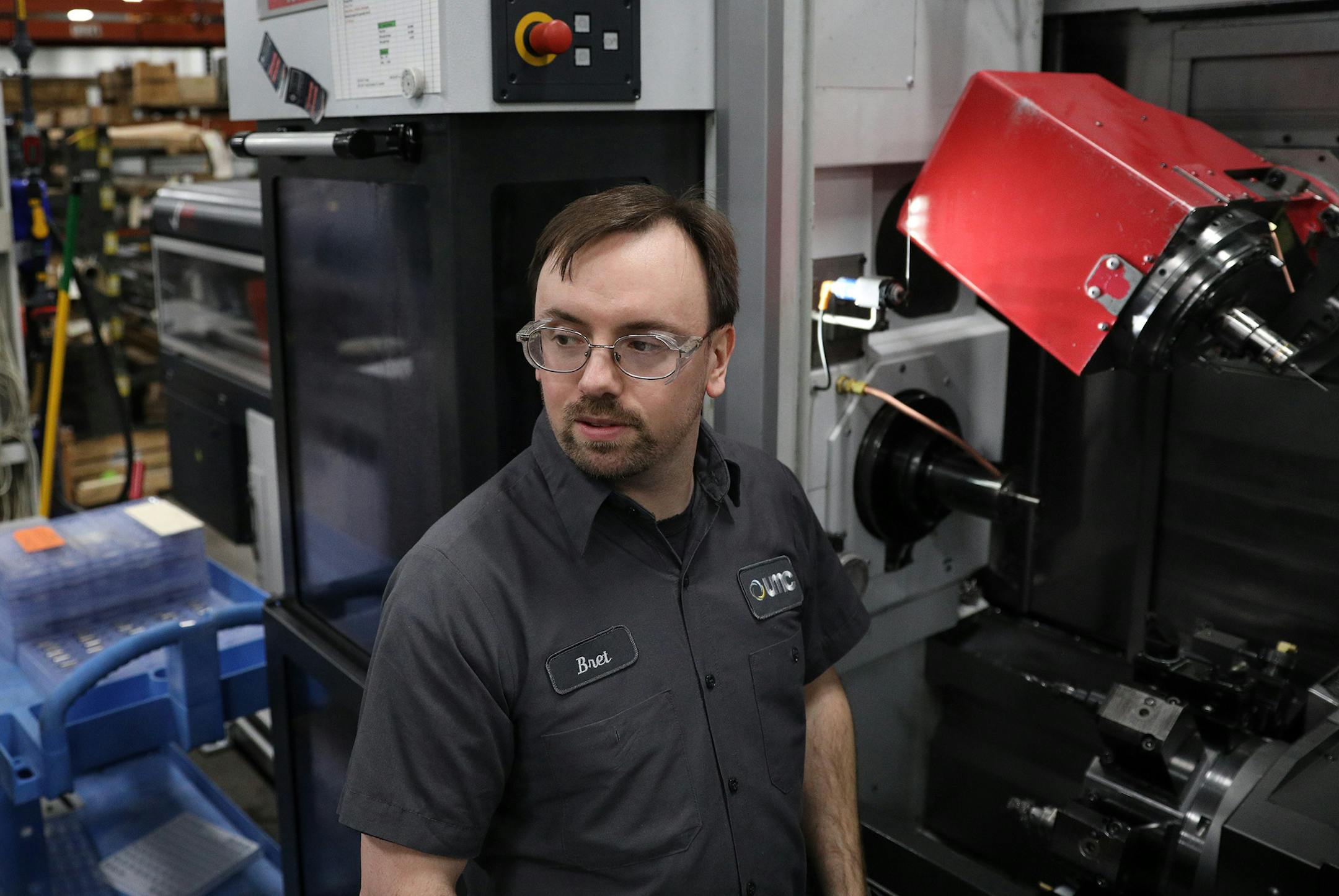 Mill turn machinist Bret Lauderbaugh worked with a computer controlled machine tool Wednesday. ] ANTHONY SOUFFLE ï anthony.souffle@startribune.com Workers operated milling machinery Wednesday, May 24, 2017 at UMC Ultra Machining Co. in Monticello, Minn. An aging baby boomer customer group has caused growing medical sales for UMC which has also seen a surge in orders for its jet engine parts. As a result, company sales now expected to grow 10-15% this year.