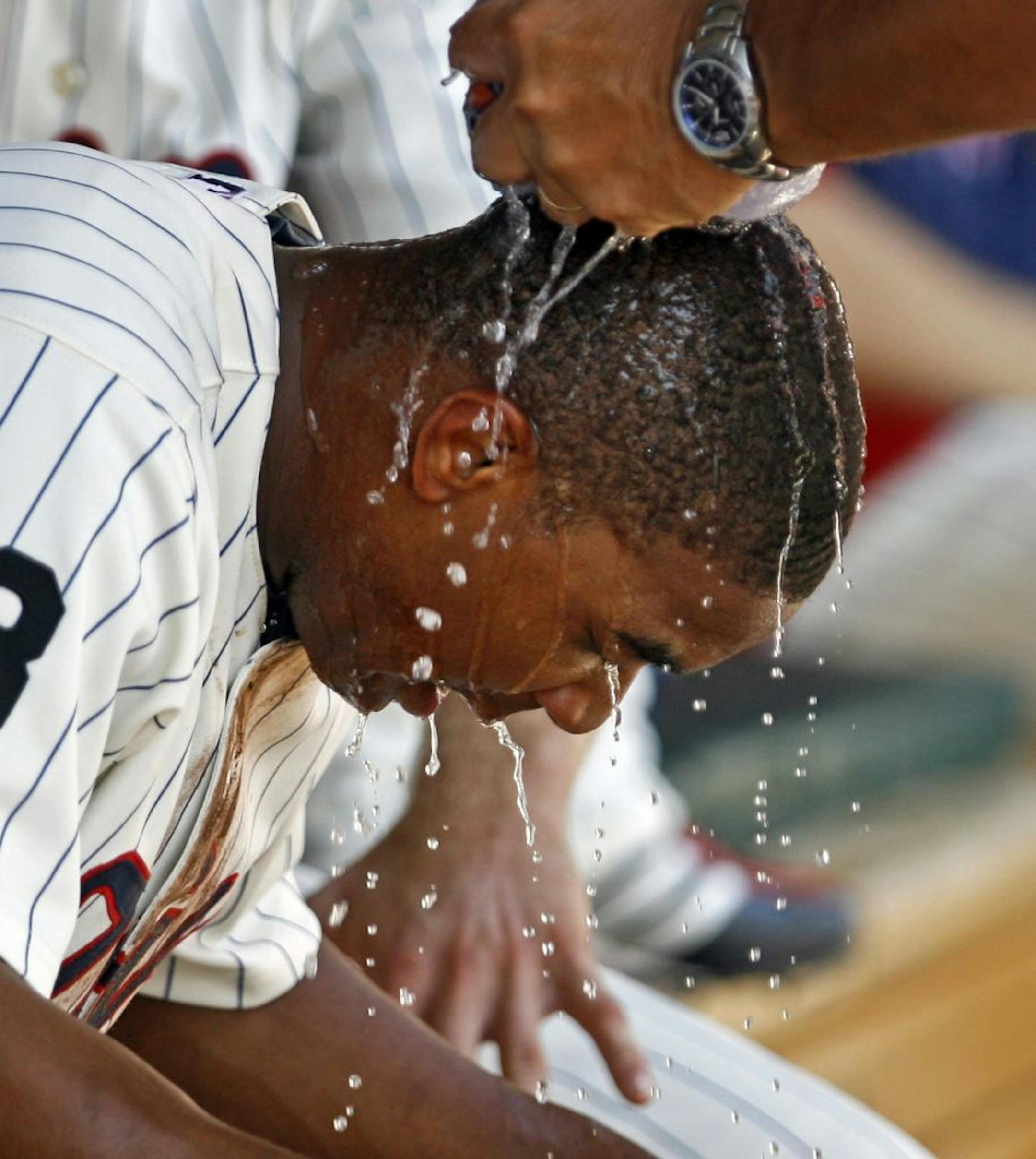 Twins center fielder Ben Revere got cooled down in the dugout during the first inning.