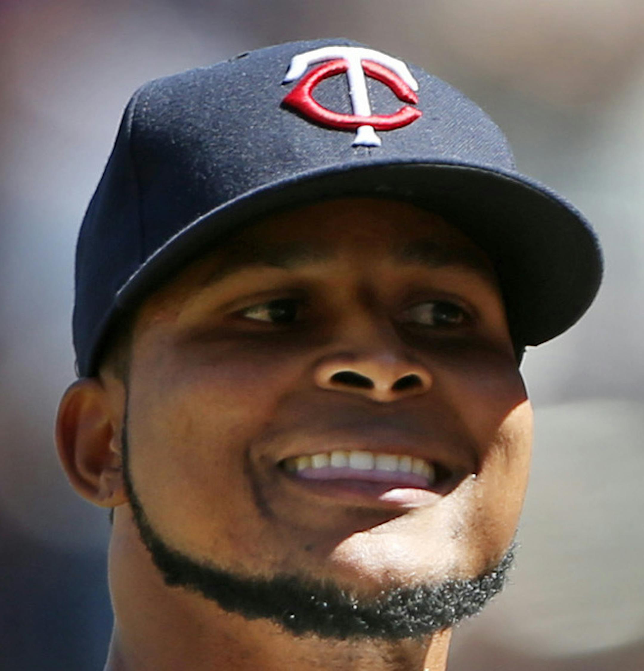 Minnesota Twins starting pitcher Ervin Santana (54) celebrated a 2 hit performance in the 9th inning with pitching coach Eric Rasmussen at Target Field Wednesday July 6, 2016 in Minneapolis, MN.] The Minnesota Twins beat the Oakland A's 4-0 at Target Field. Jerry Holt /Jerry.Holt@Startribune.com