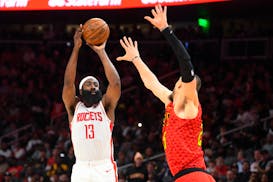 Houston Rockets star James Harden (13) is likely to put up a three-pointer from anywhere over midcourt.