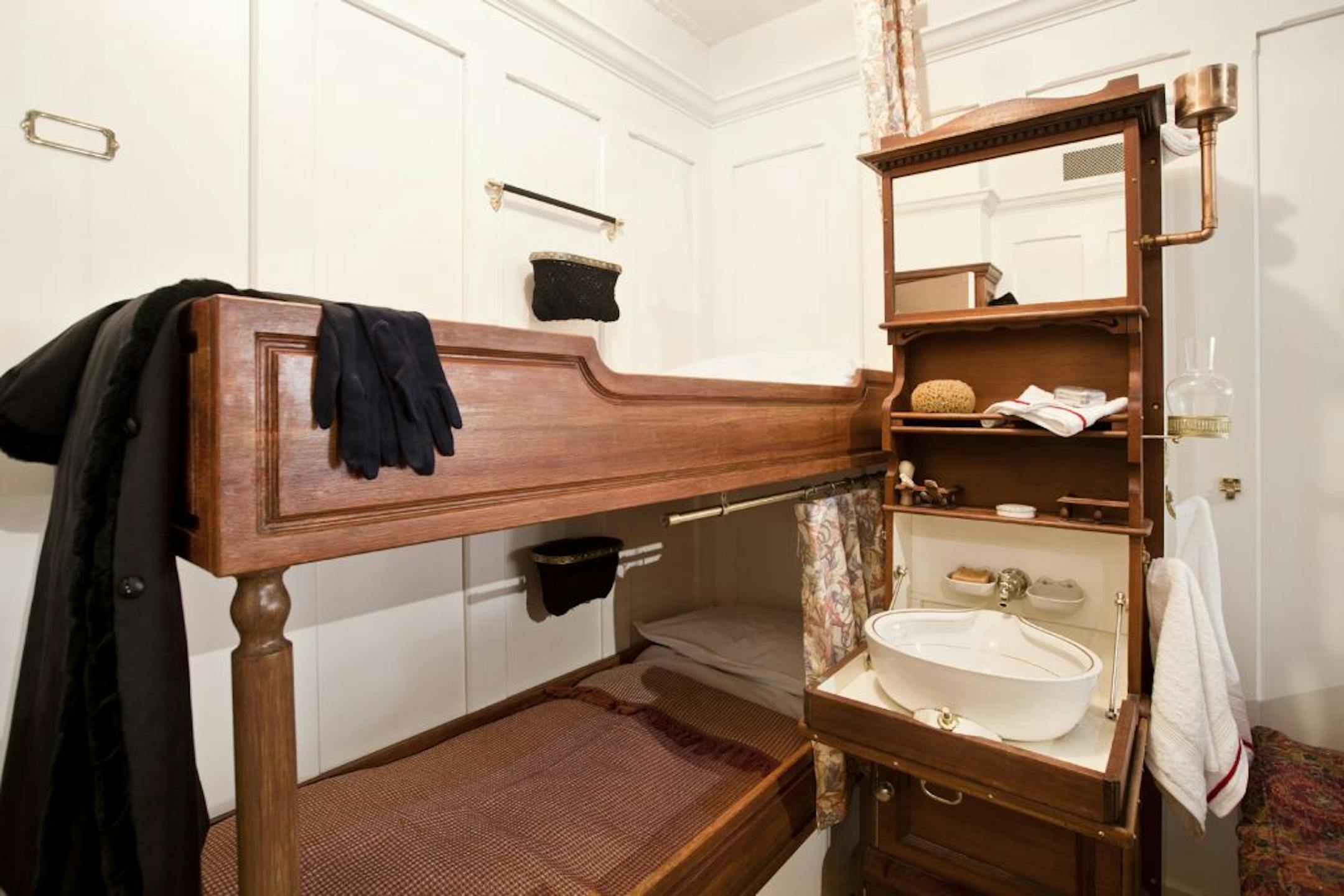 This replica of a 2nd class cabin in the Titanic Ship is on display at Titanic Belfast.