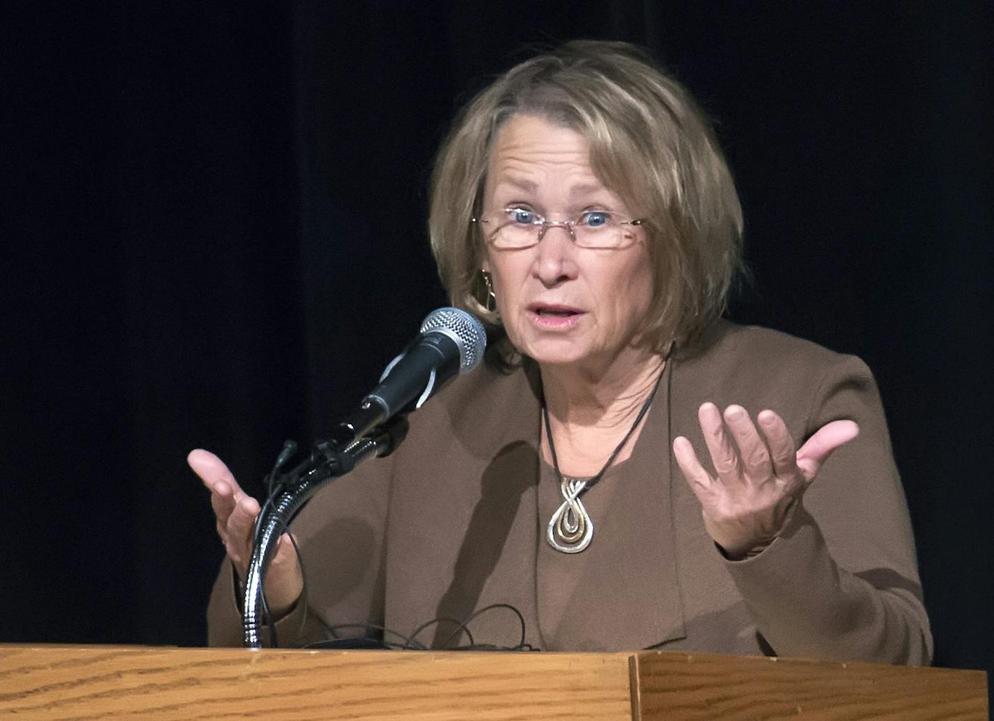 Patty Wetterling spoke to a crowded auditorium at Paynesville High School Sunday evening. ] Patty and Jerry Wetterling met with residents of Paynesville Monday night, a small town suddenly pulled into the abduction of their son, Jacob, in 1989. They planned the event with the idea that it would help people here move forward following news that investigators are looking into whether a "person of interest" in Jacob's disappearance is responsible for a cluster of assaults in Paynesville in the 1980