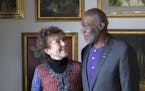 Diane and Alan Page stood in their home that is full of African American art, antiques and artifacts on Tuesday, December 19, 2017, in Minneapolis, Mi