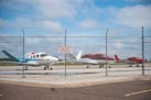Small airplanes sat behind Cirrus Aircraft in Duluth on Monday June 29, 2020. 