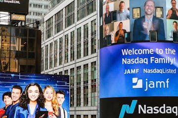 Photo of Jamf Holding on its opening trading day. Image provided by Nasdaq.