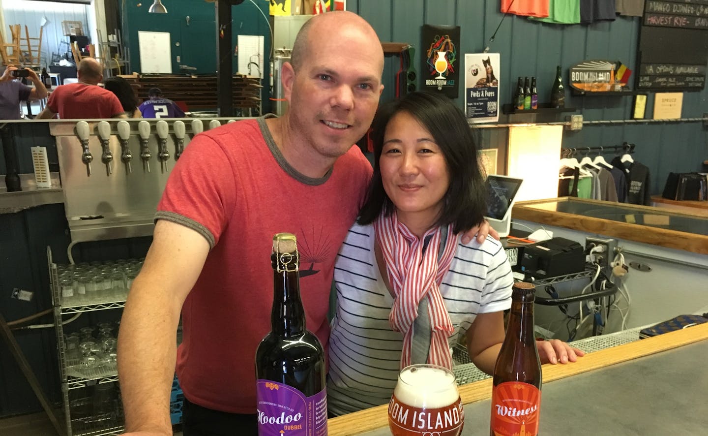 Kevin and Qiuxii Welch own six-year-old Boom Island Brewery in North Minneapolis. Photo: Neal.St.Anthony@startribune.com