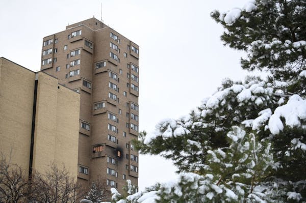 The high-rise at 630 S. Cedar Av. where a 2019 fire left five dead.