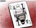 Sack cartoon: This card is trouble