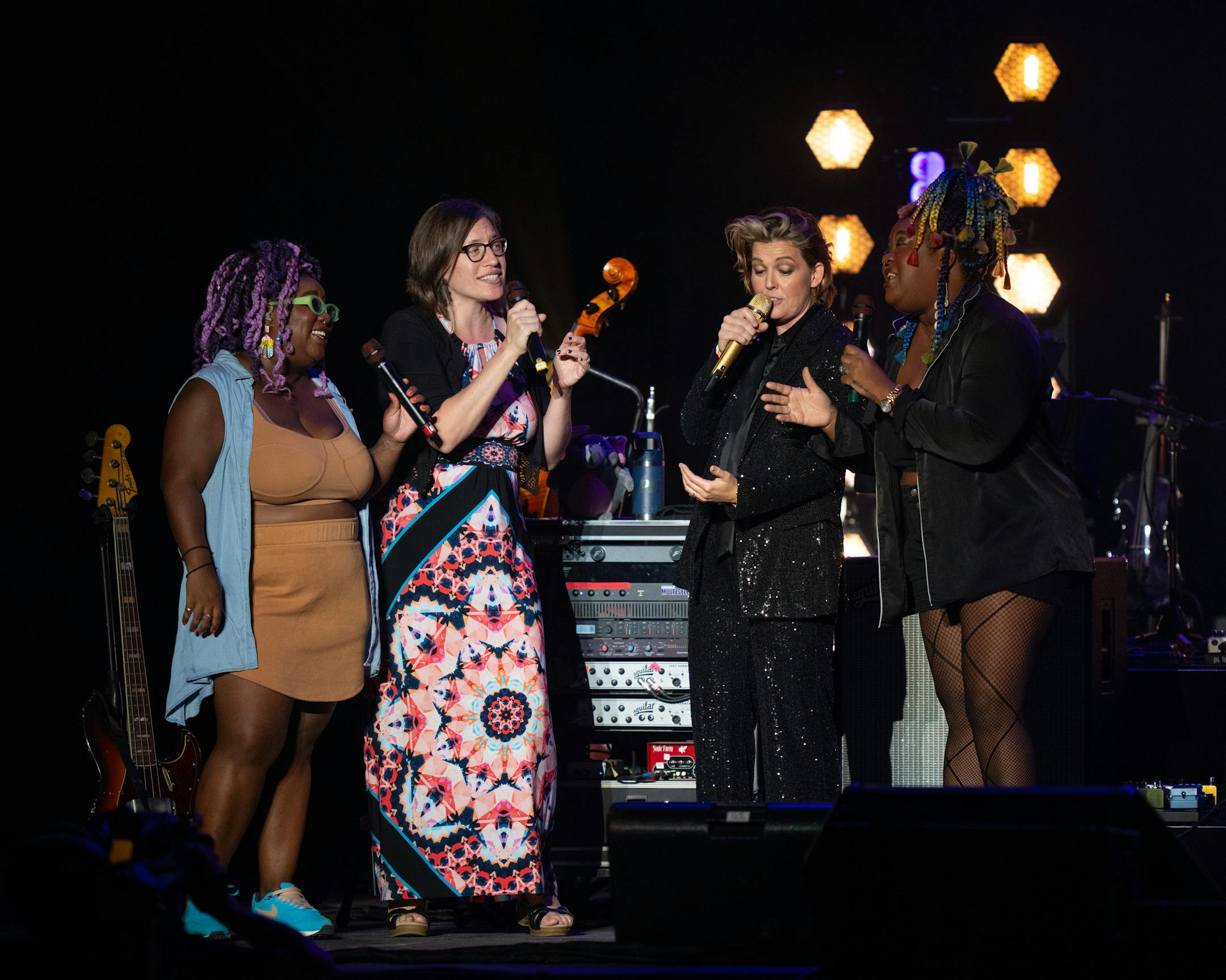 Brandi Carlile sang with her background singers early in her set at the State Fair Grandstand. With Wynonna Judd opening, Brandi Carlile headlined a sold out show at the State Fair Grandstand Tuesday night, August 29, 2023 in Falcon Heights.