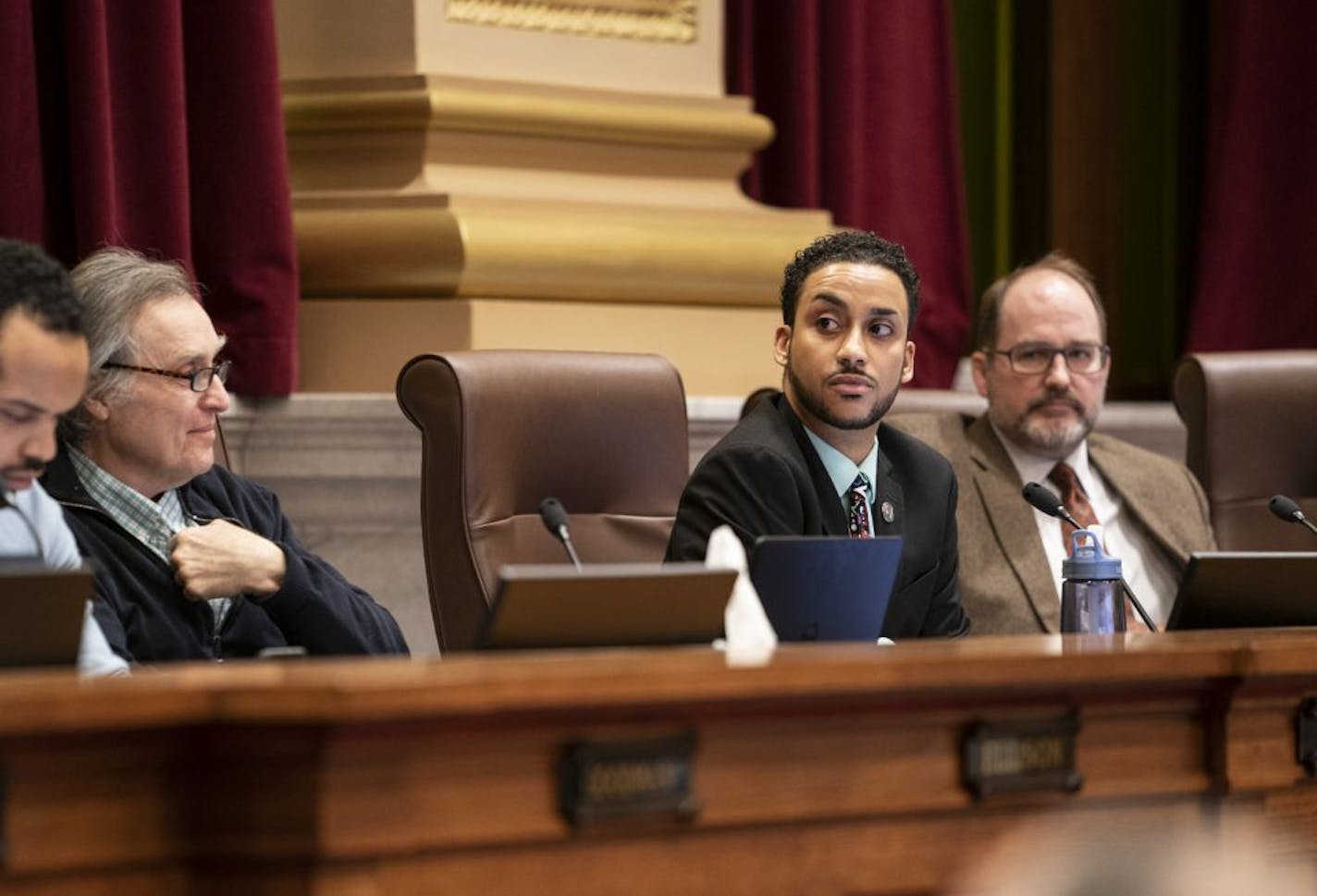 Council member Phillipe Cunningham during a Minneapolis City Council committee that approved the Upper Harbor Terminal concept plan in Minneapolis, Minn., on Tuesday, February 19, 2019.