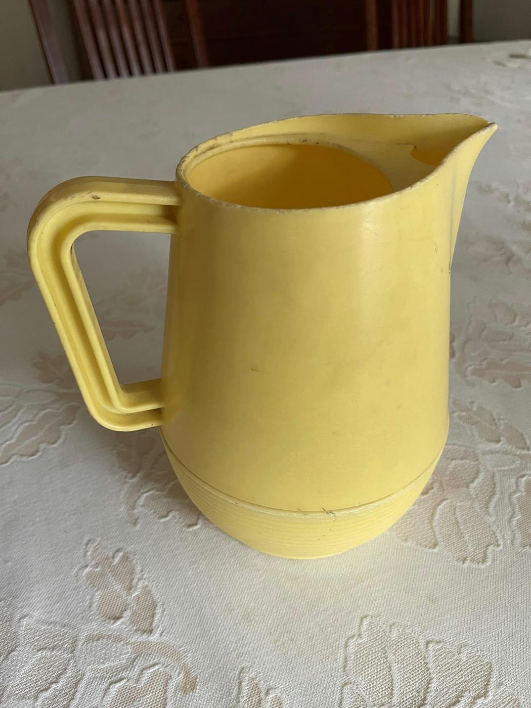 The treasured yellow Melmac pitcher. 