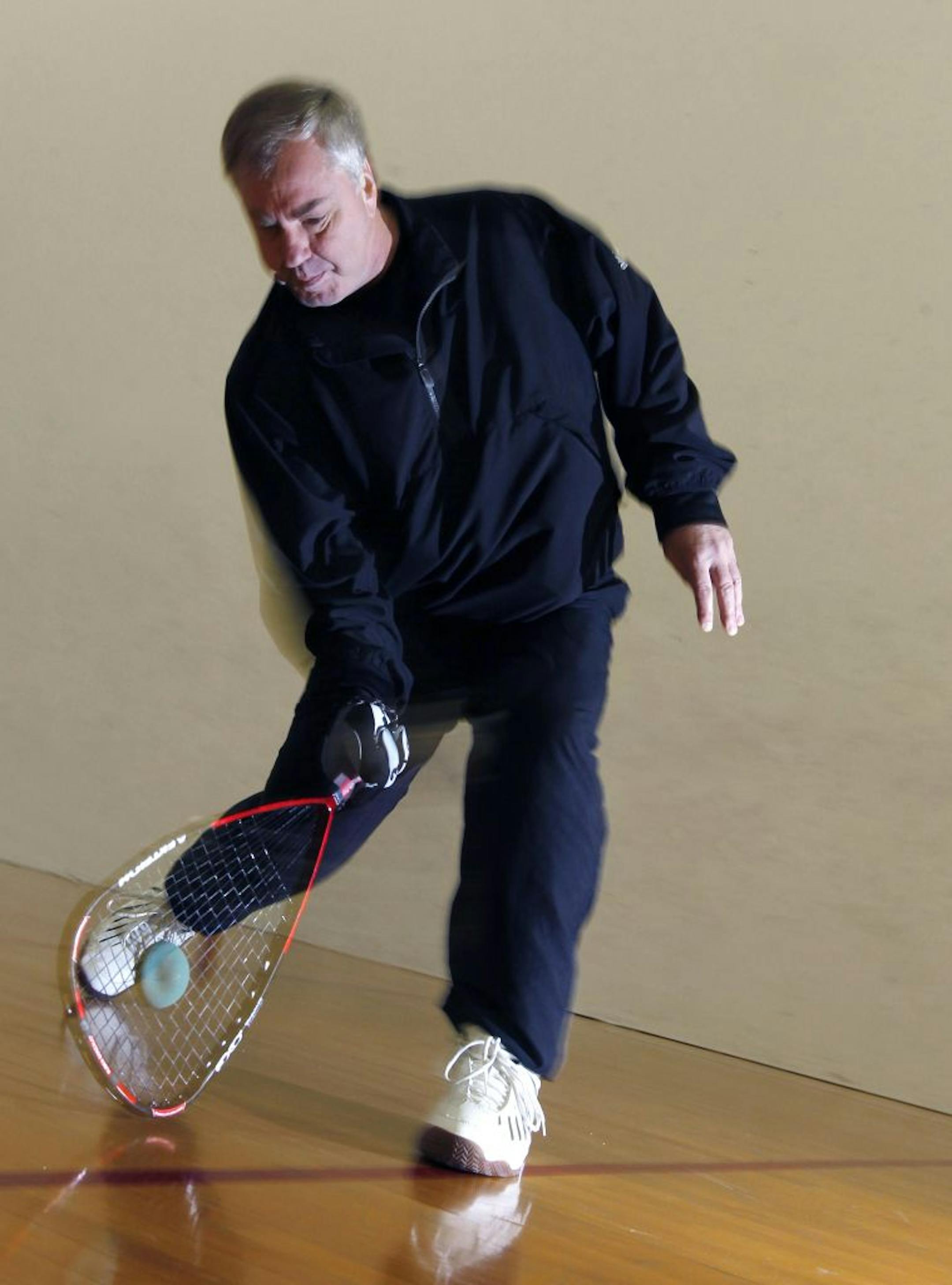 Dave Hart plays as many times a week as he can at the St. Anthony Racquetball Club in Minneapolis.