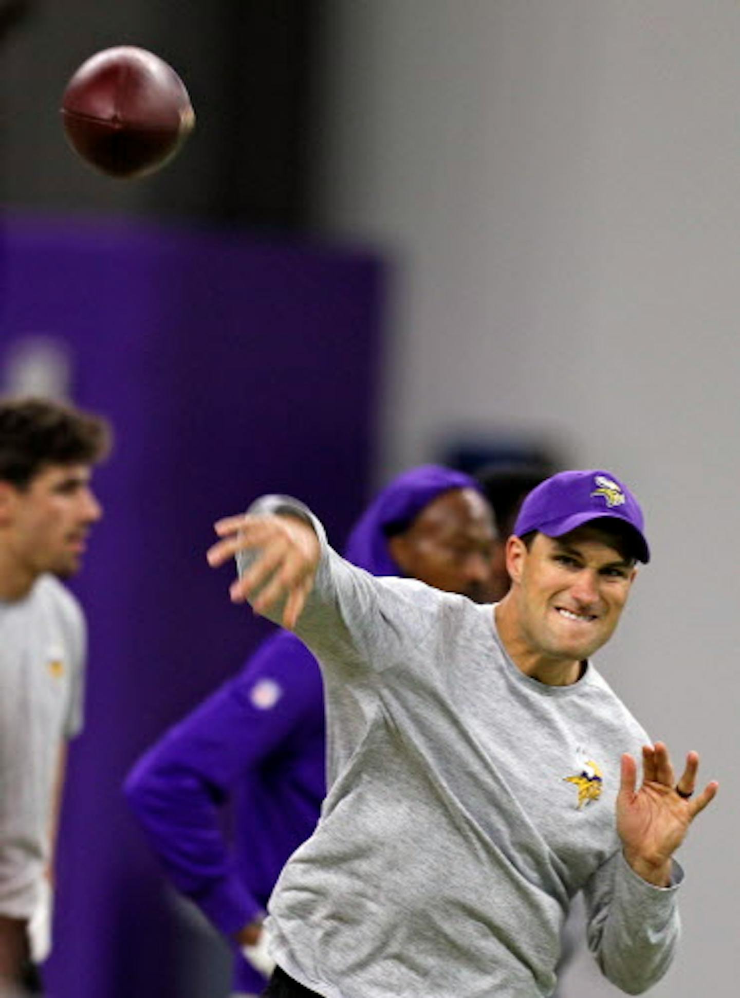 The Vikings offseason workouts were opened to the media for the first time this season. Vikings new quarterback Kirk Cousins got a head-start on the new game plan.]