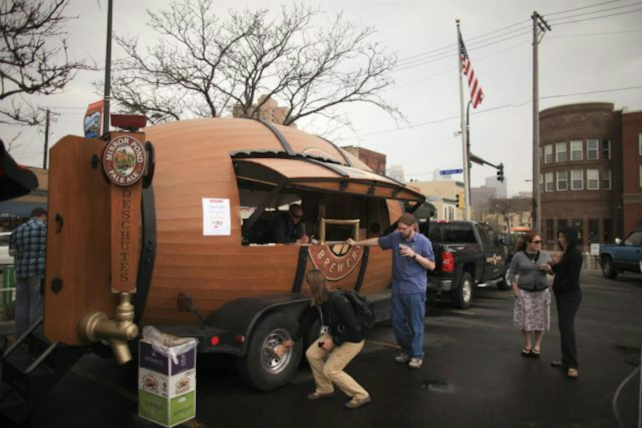 The Deschutes Brewery keg on wheels, in the parking lot of Surdyk's in Minneapolis Wednesday afternoon.