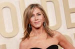 Jennifer Aniston arrives for the 81st Golden Globe Awards at the Beverly Hilton in Beverly Hills, California, on Jan. 7, 2024.